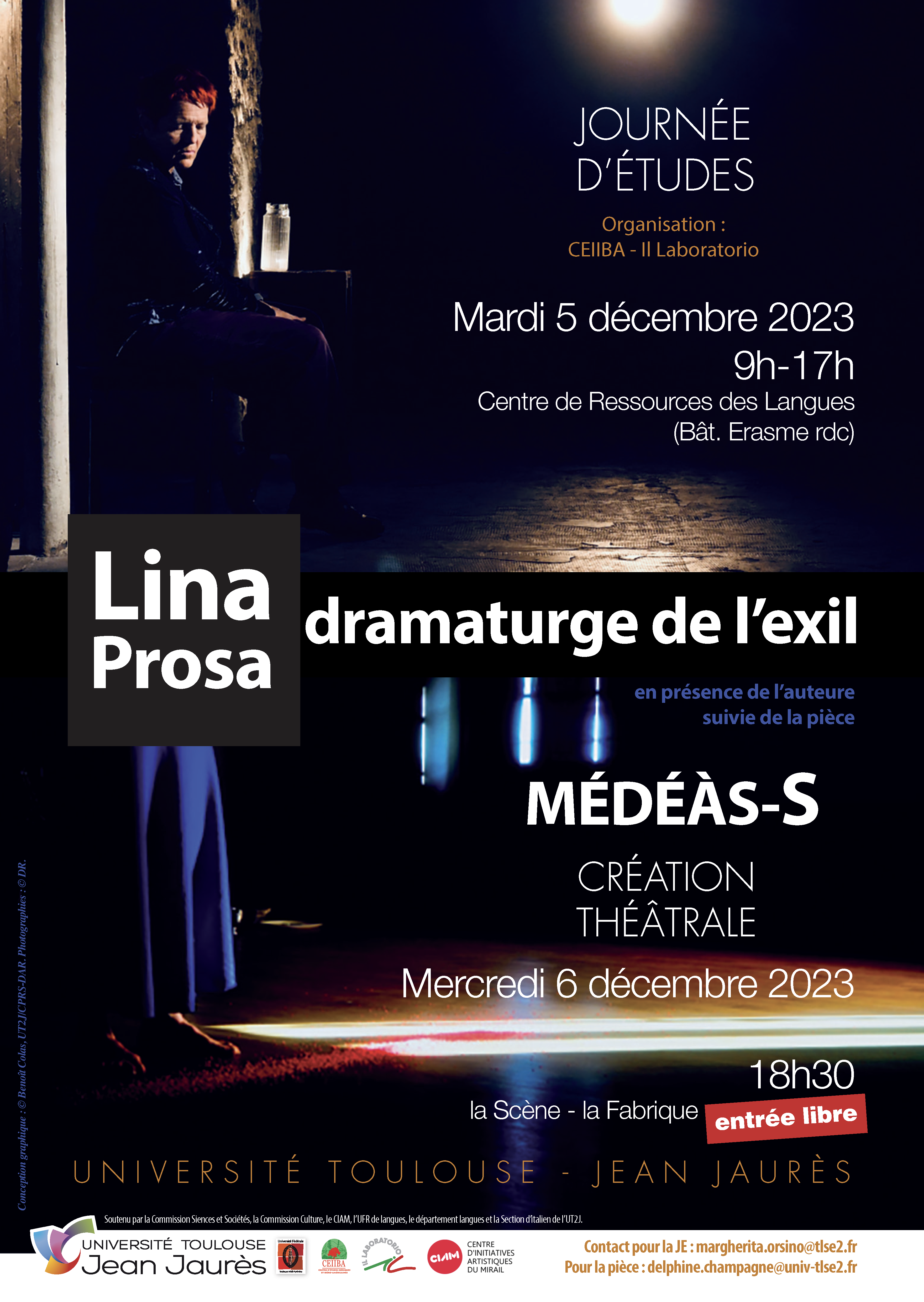 Affiche JE Lina Prosa 5 décembre 23. M. Orsino